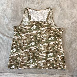 Camo and Lace Tank Top